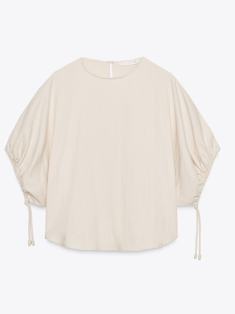 ZARA Relaxed Fit, Light Beige Blouse with Puff Sleeves. ZW collection. M NWT